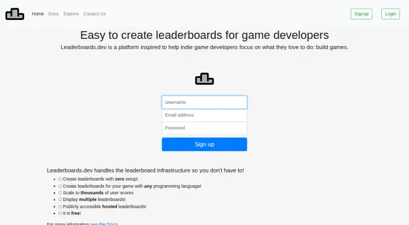 Leaderboards.dev's website