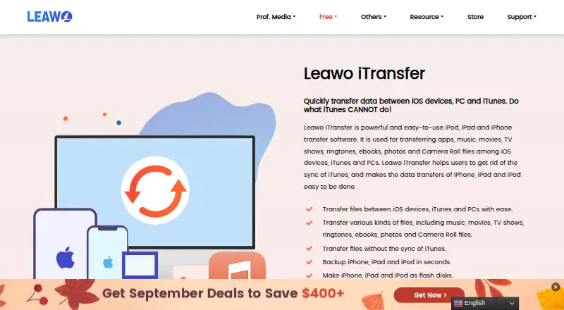 Leawo iTransfer's website