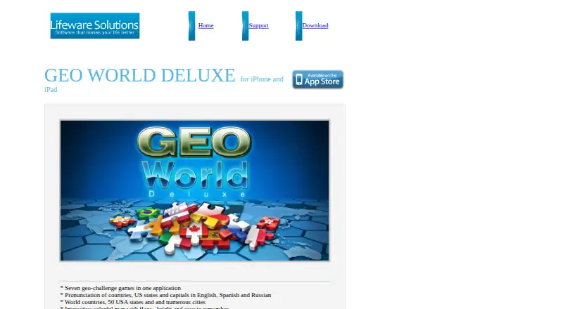 Geo World Deluxe's website