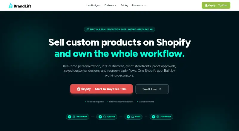 BrandLift Product Personalizer's website