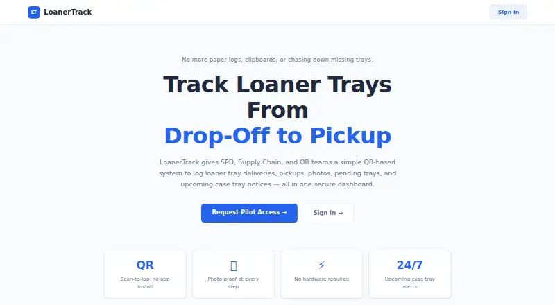 LoanerTrack's website