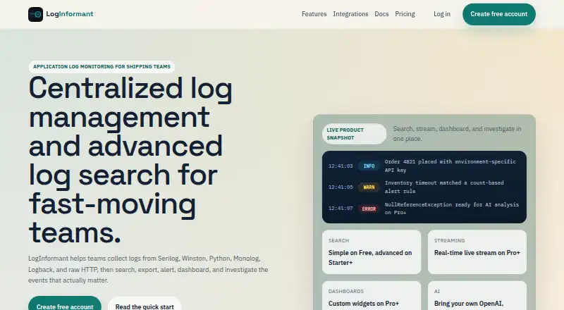 LogInformant's website