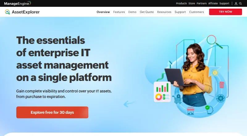 ManageEngine AssetExplorer's website