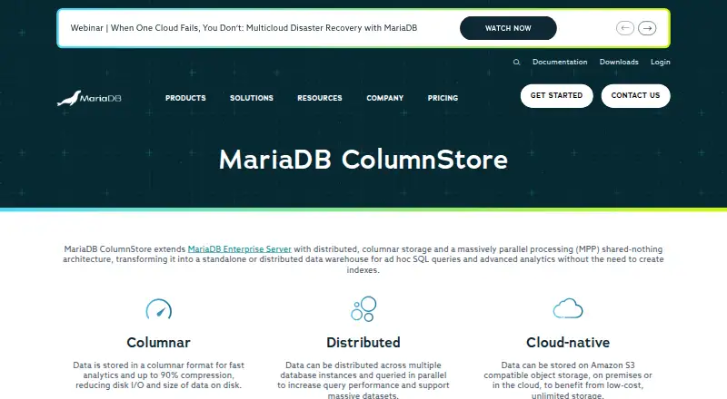MariaDB ColumnStore's website