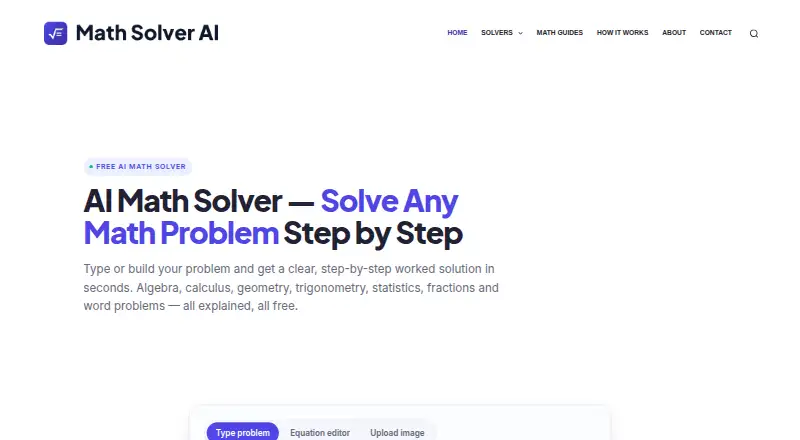 Math Solver AI's website