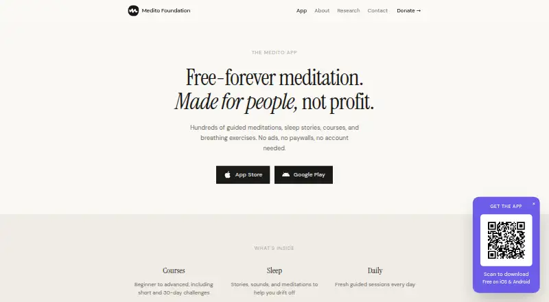 Medito's website