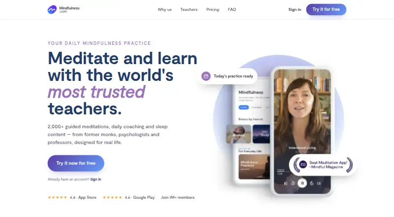 Mindfulness.com's website