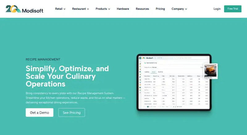 Modisoft Recipe Suite's website
