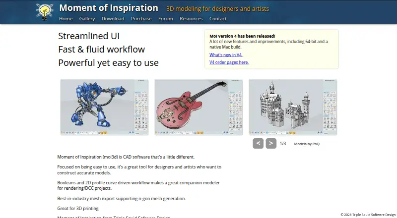 MoI 3D (Moment of Inspiration)'s website