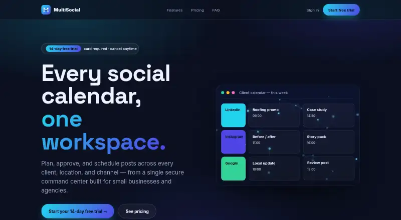MultiSocial's website