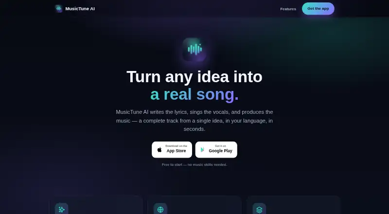 MusicTune AI's website
