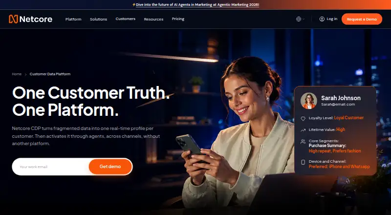 Netcore Customer Data Platform's website