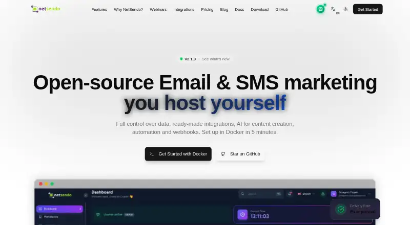 NetSendo's website