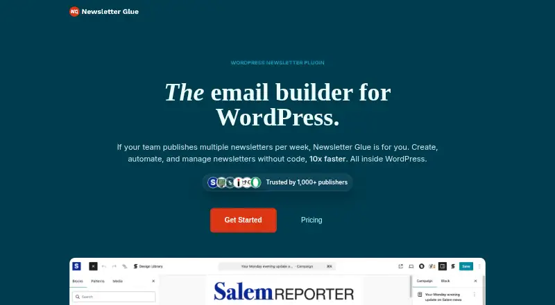 Newsletter Glue's website