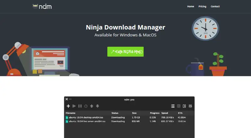 Ninja Download Manager's website