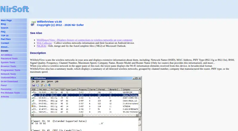 WifiInfoView's website