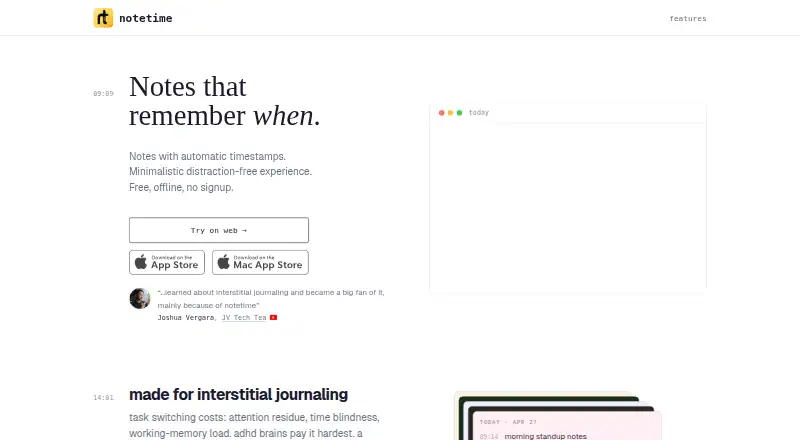 notetime's website