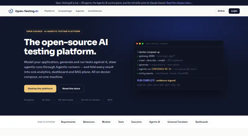 Open-Testing.AI's website