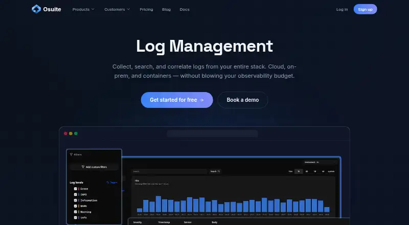 Osuite Log Management's website