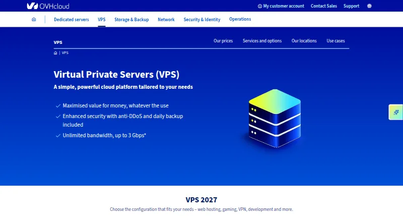 OVHcloud VPS's website