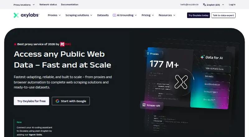 Oxylabs Web Scraper API's website