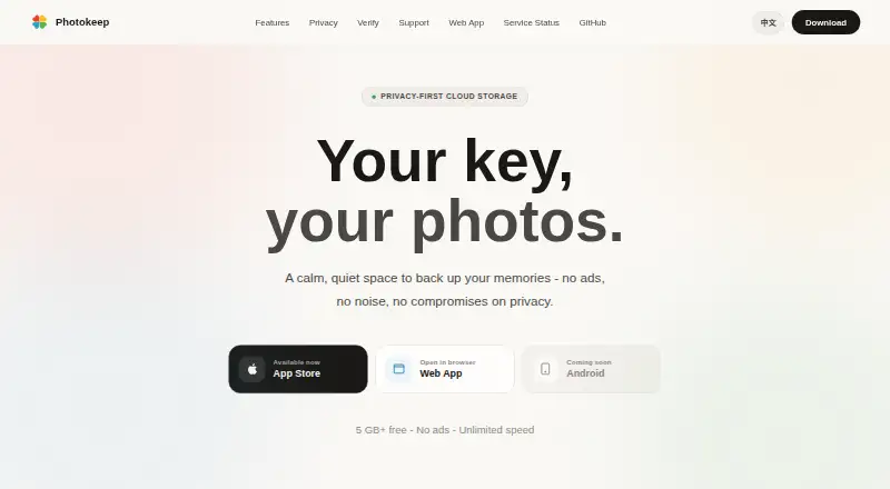 Photokeep's website
