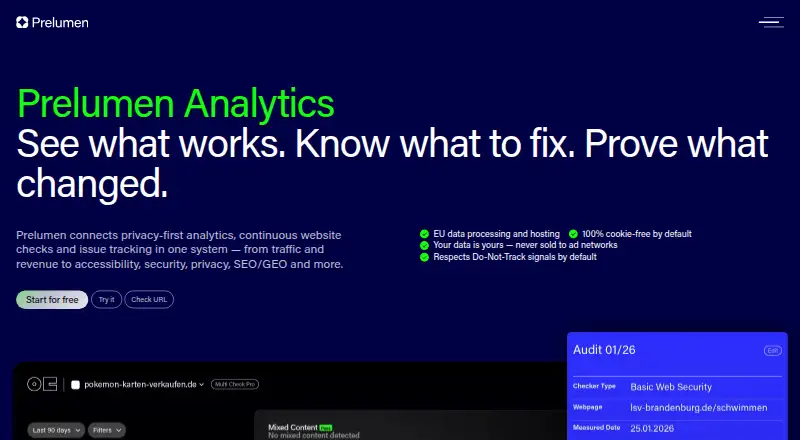 Prelumen Analytics's website