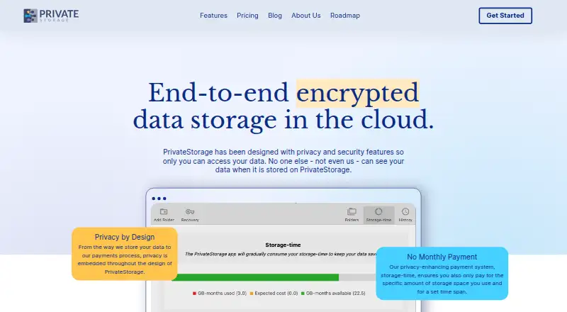 PrivateStorage's website