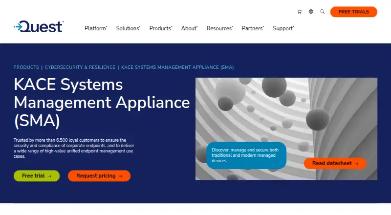 KACE Systems Management Appliance's website