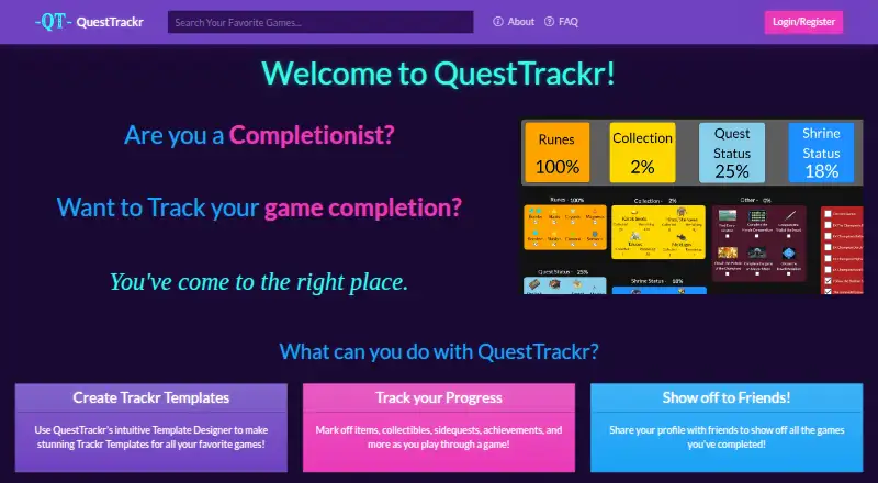 QuestTrackr's website