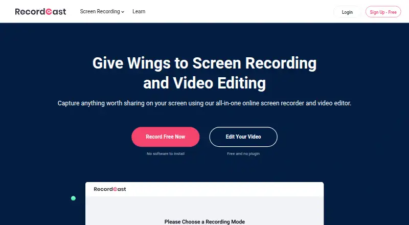 RecordCast's website