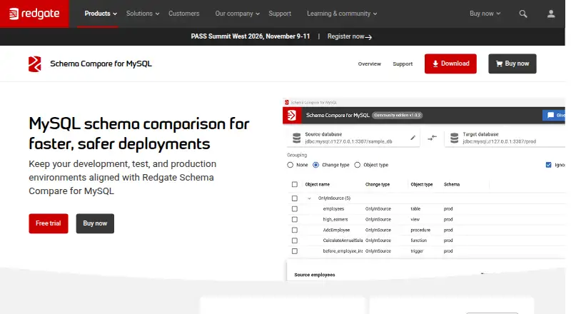 Redgate Schema Compare for MySQL's website