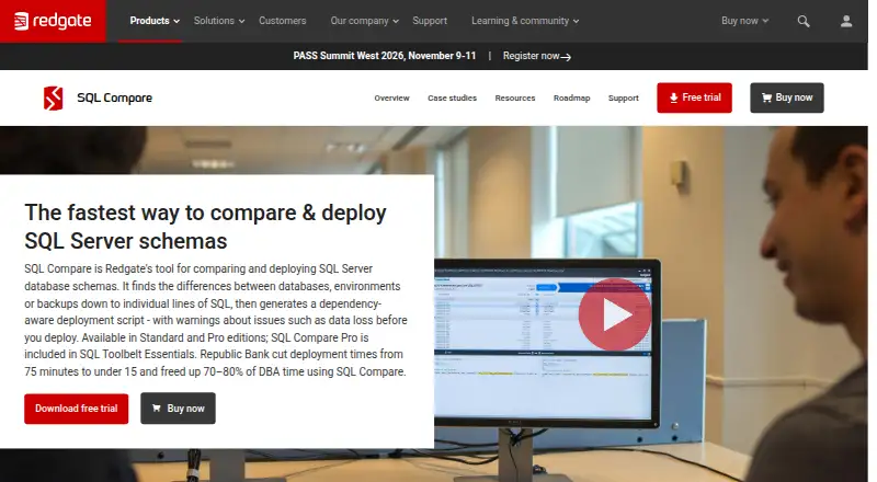 Redgate SQL Compare's website