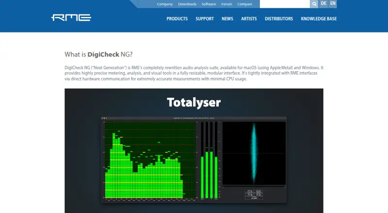 RME DigiCheck NG's website