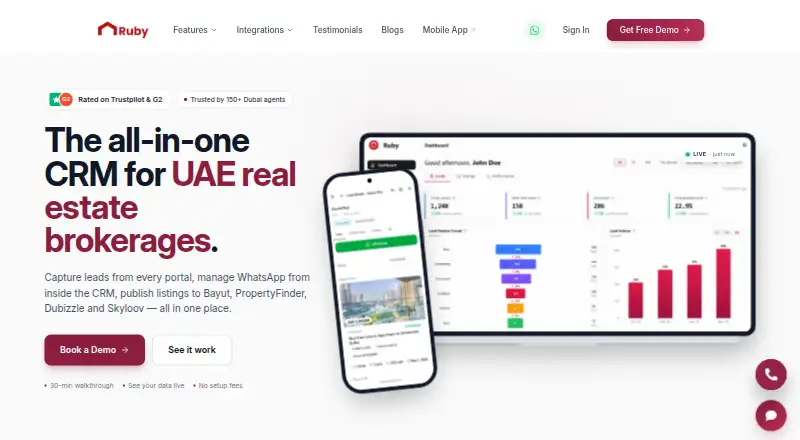 Ruby CRM's website