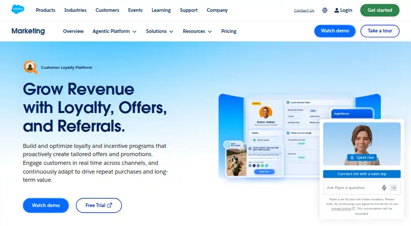 Salesforce Loyalty Management's website