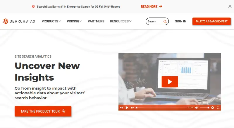 SearchStax Site Search Analytics's website