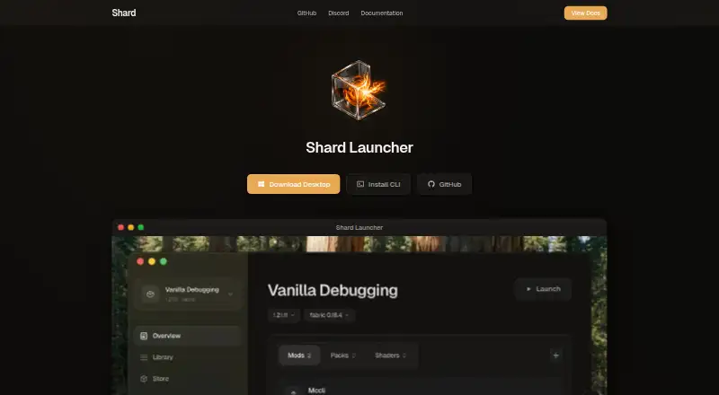Shard Launcher's website