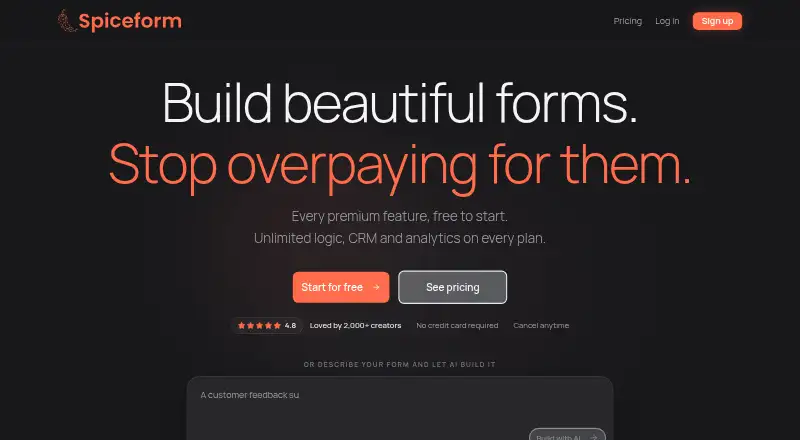 Spiceform's website
