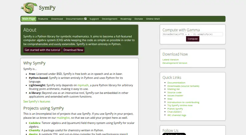 SymPy's website