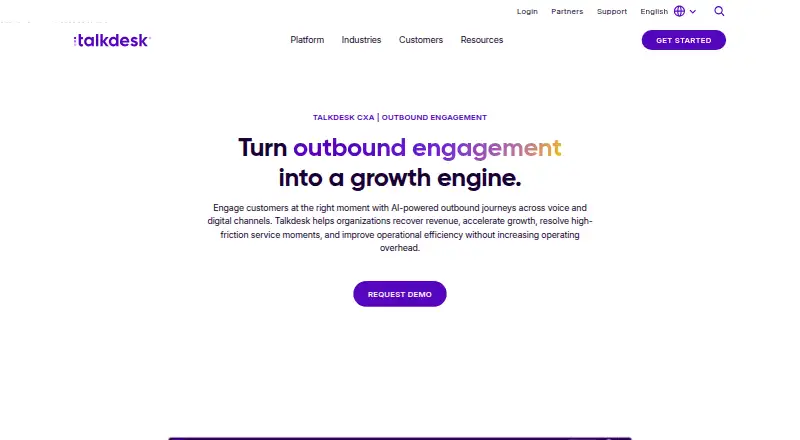 Talkdesk Dialer's website