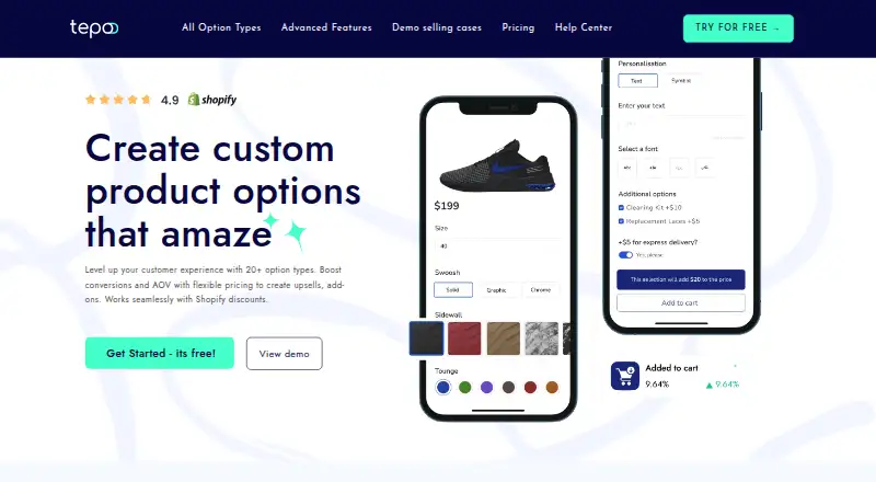 Tepo Product Options's website