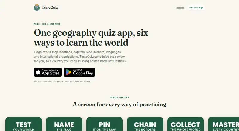 TerraQuiz's website