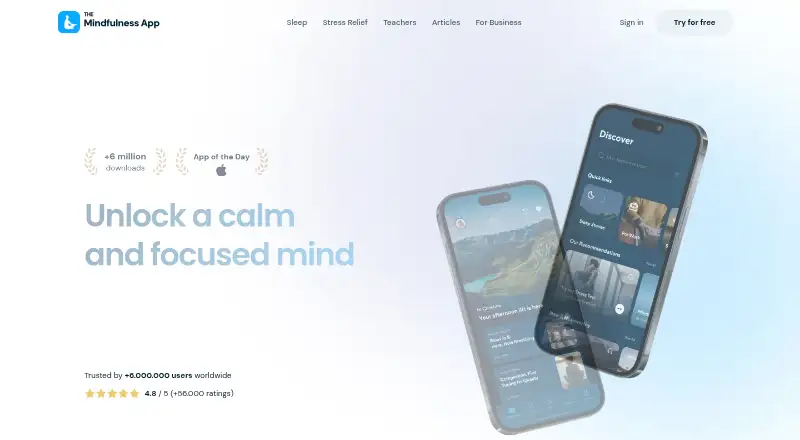 The Mindfulness App's website