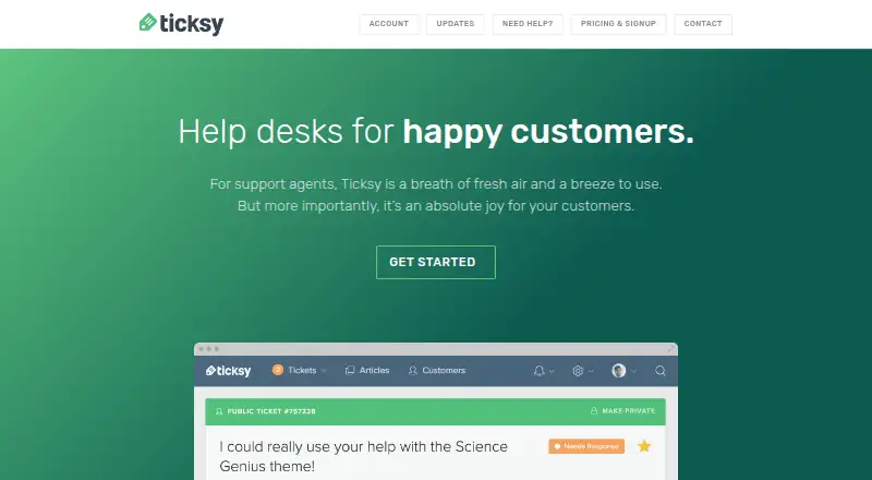 Ticksy's website