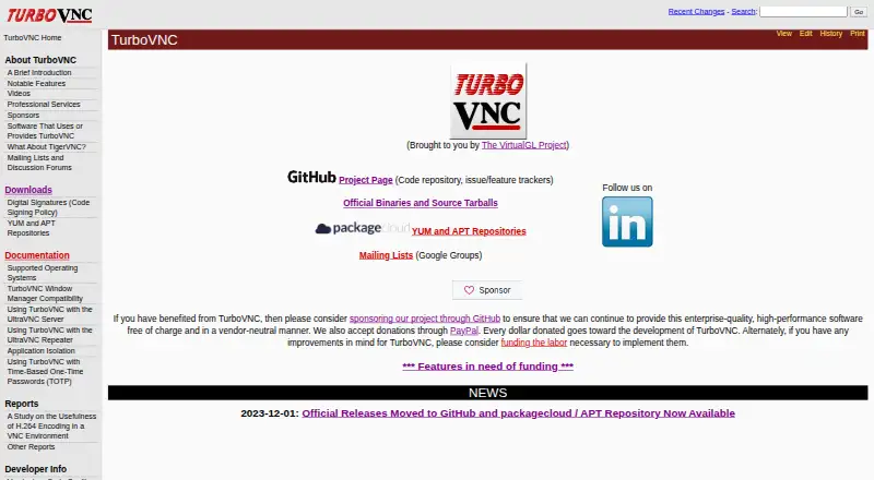 TurboVNC's website