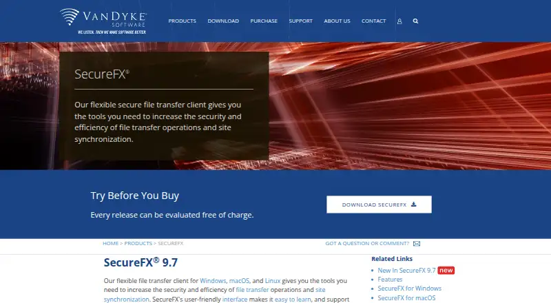 SecureFX's website