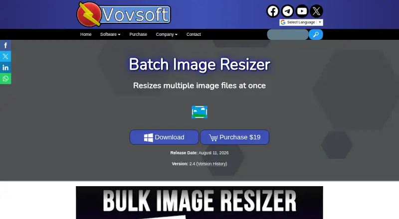 Batch Image Resizer by Vovsoft's website