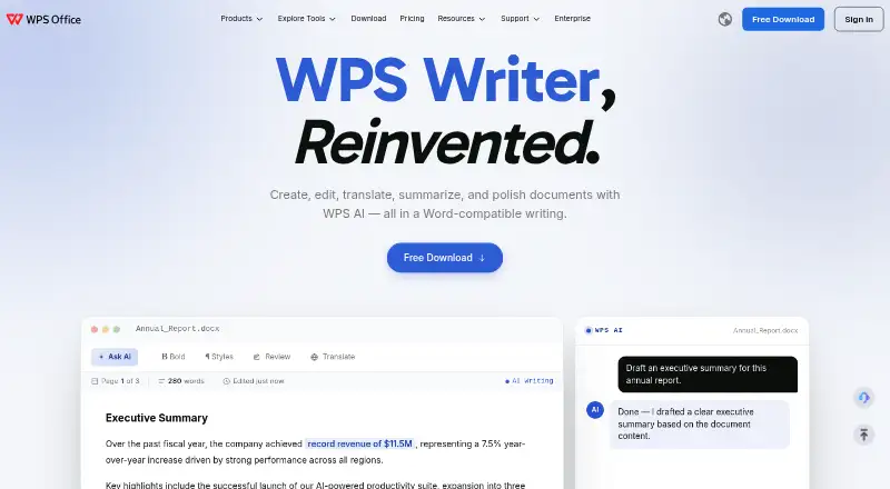 WPS Writer's website