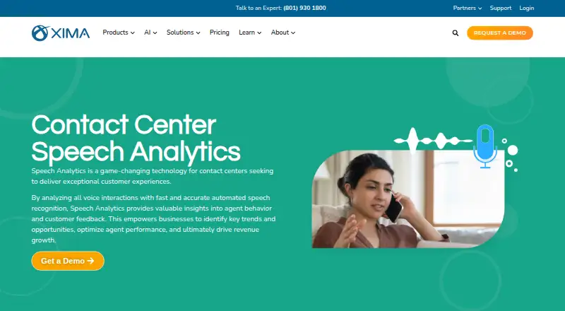 Xima Speech Analytics's website
